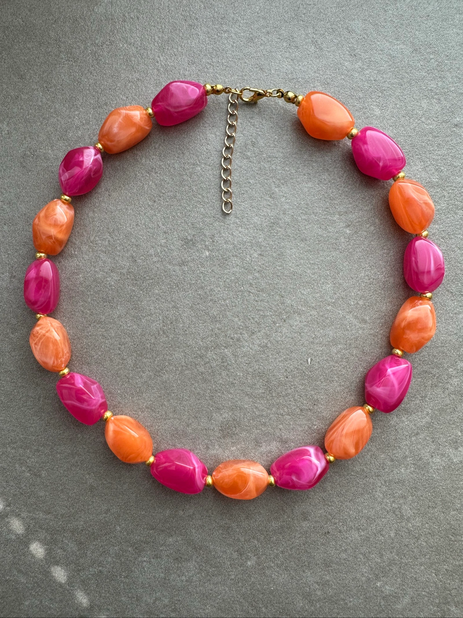 Ketting oranje en roze